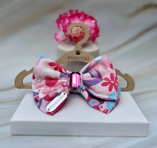 Love Heart Bow with pink gem